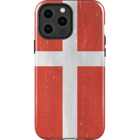 Denmark Flag Distressed iPhone 15 Pro Max Impact Case